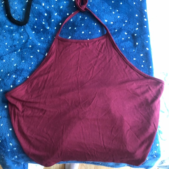 🌸4/$25 NWOT Maroon SHEIN Halter crop - Picture 2 of 5